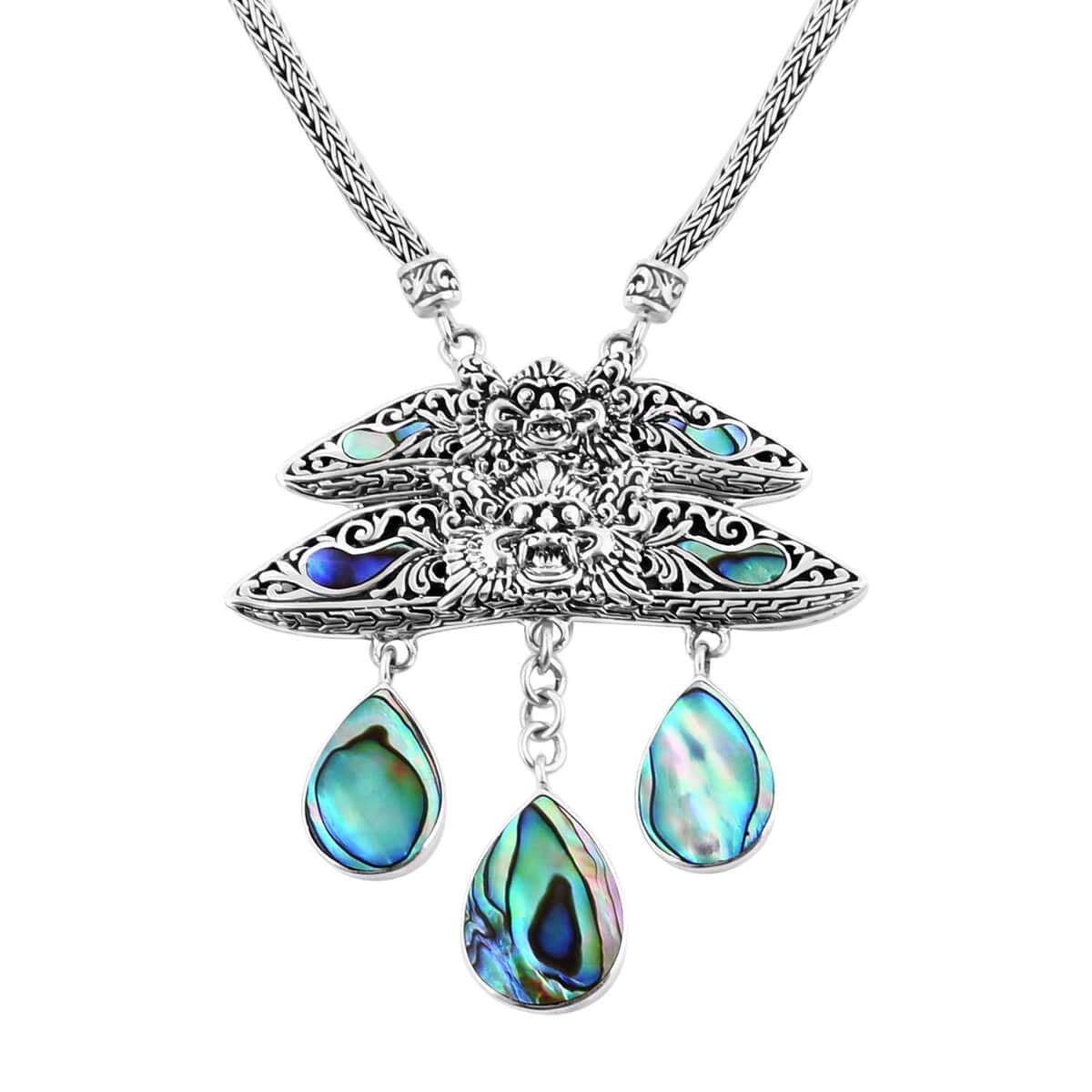 Bali Legacy Abalone Shell Barong Necklace 18-20 Inches in Sterling Silver image number 0