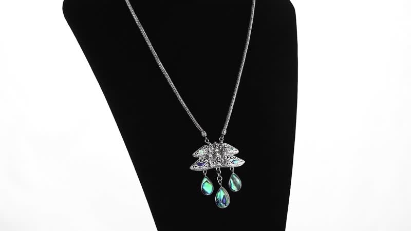 Bali Legacy Abalone Shell Barong Necklace 18-20 Inches in Sterling Silver