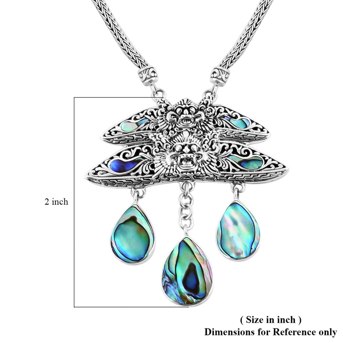 Bali Legacy Abalone Shell Barong Necklace 18-20 Inches in Sterling Silver image number 5