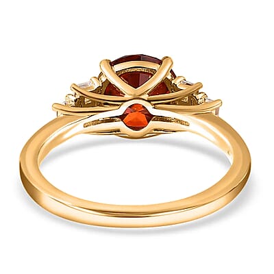 Luxury Red Moissanite and White Moissanite Ring in Vermeil Yellow Gold Over Sterling Silver (Size 10.0) 2.00 ctw