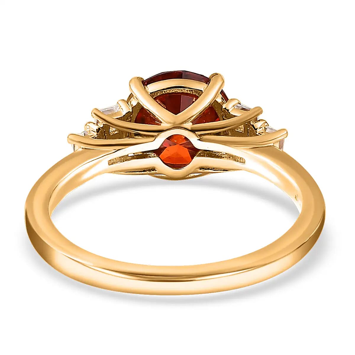 Luxury Red Moissanite and White Moissanite Ring in Vermeil Yellow Gold Over Sterling Silver (Size 5.0) 2.00 ctw