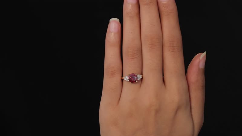Luxury Red Moissanite and White Moissanite Ring in Vermeil Yellow Gold Over Sterling Silver 2.00 ctw