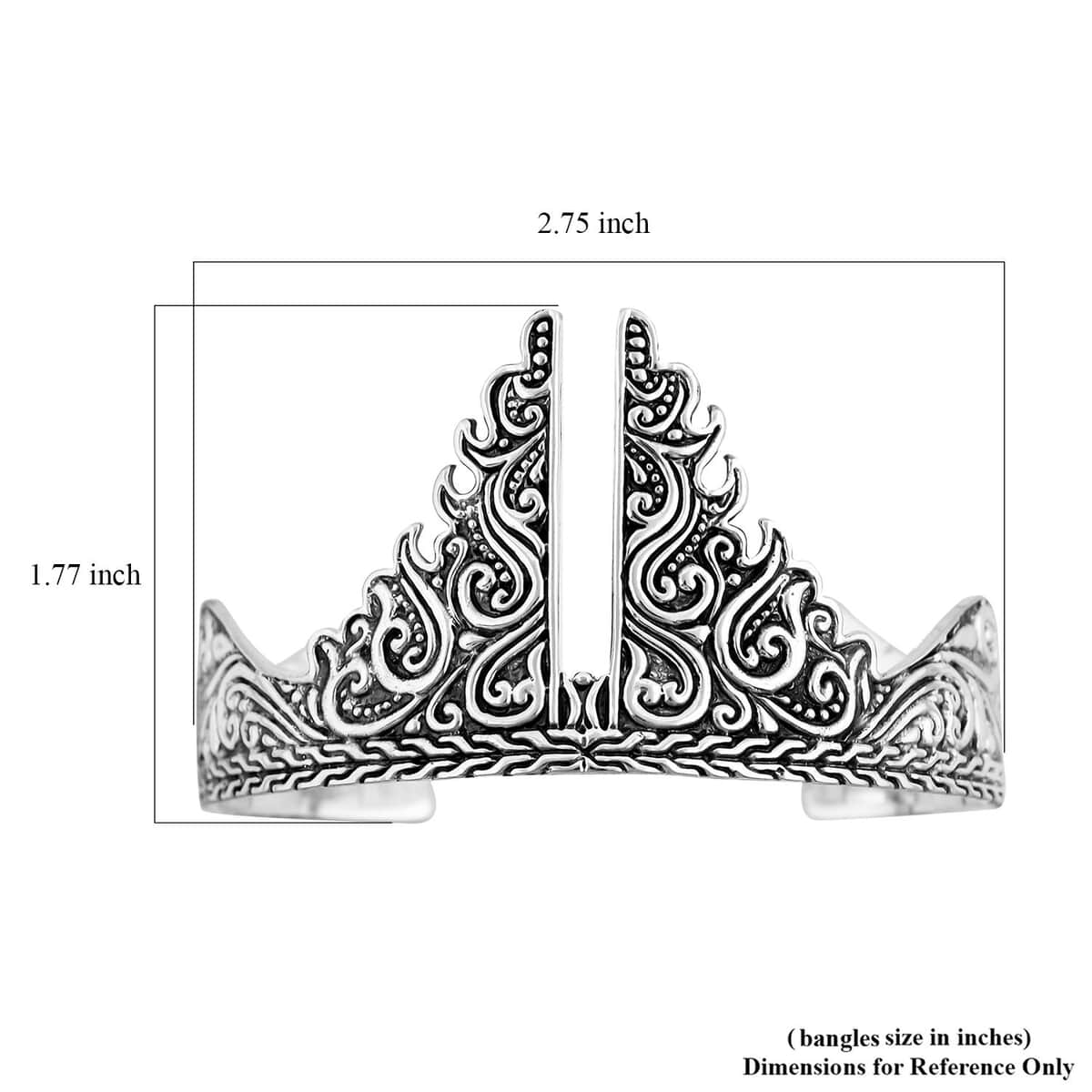 Bali Legacy Sterling Silver Gate of Heaven Cuff Bracelet (7.25 In) 36.90 Grams image number 4