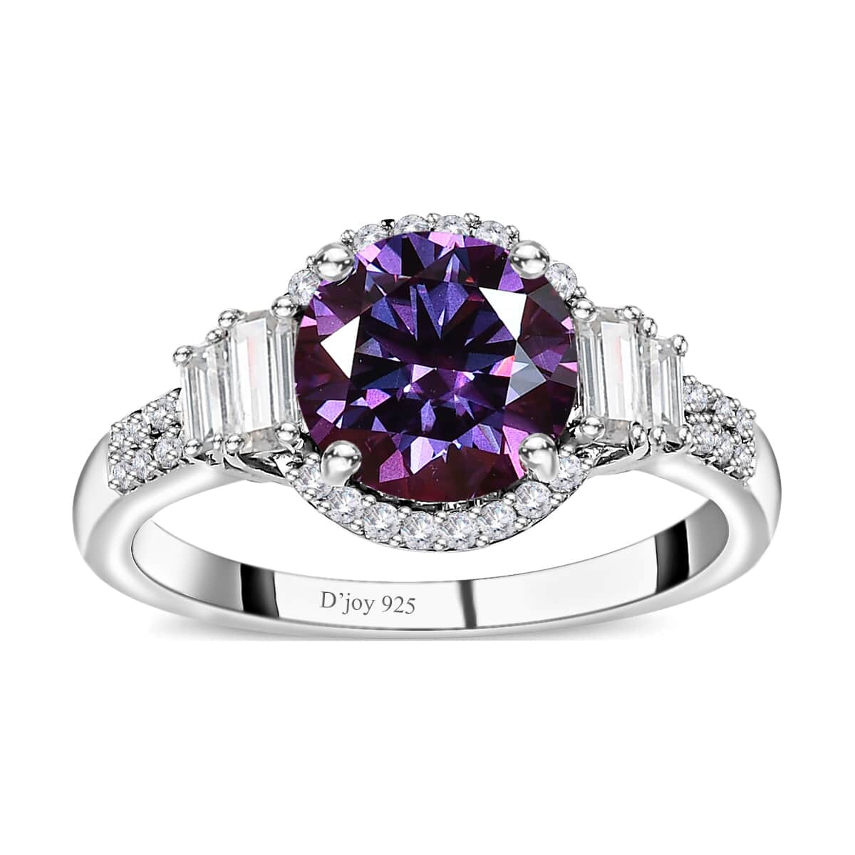 Buy Royal Purple Moissanite and White Moissanite Ring in Platinum Over ...