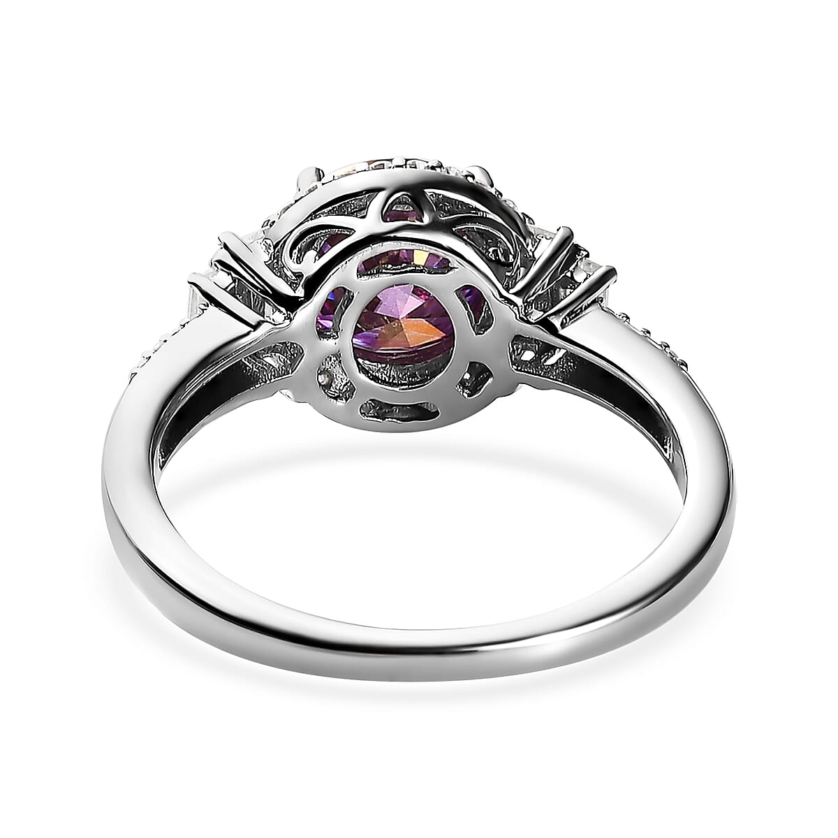 Royal Purple Moissanite and White Moissanite Ring in Platinum Over Sterling Silver 2.30 ctw image number 4