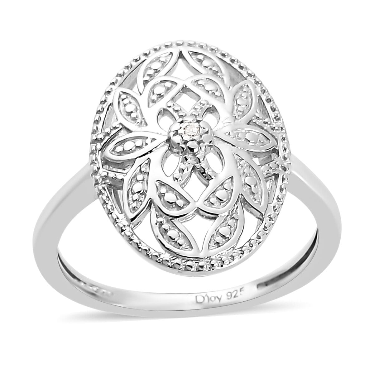 White Diamond Accent Ring in Platinum Over Sterling Silver (Size 10.0) image number 0