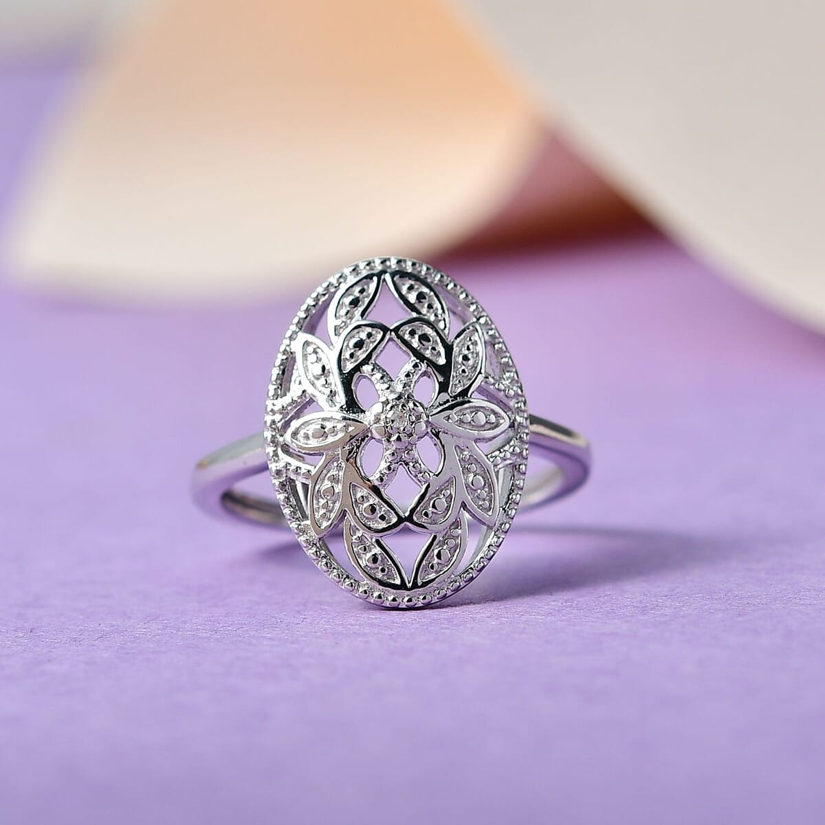 White Diamond Accent Ring in Platinum Over Sterling Silver (Size 10.0) image number 1