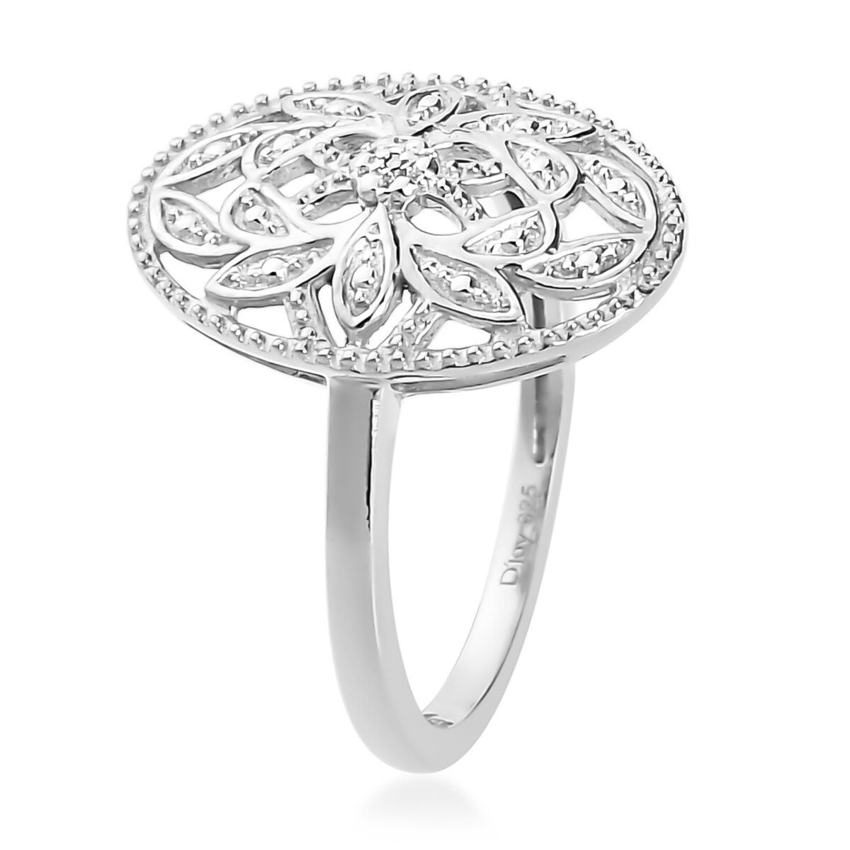 White Diamond Accent Ring in Platinum Over Sterling Silver (Size 10.0) image number 3