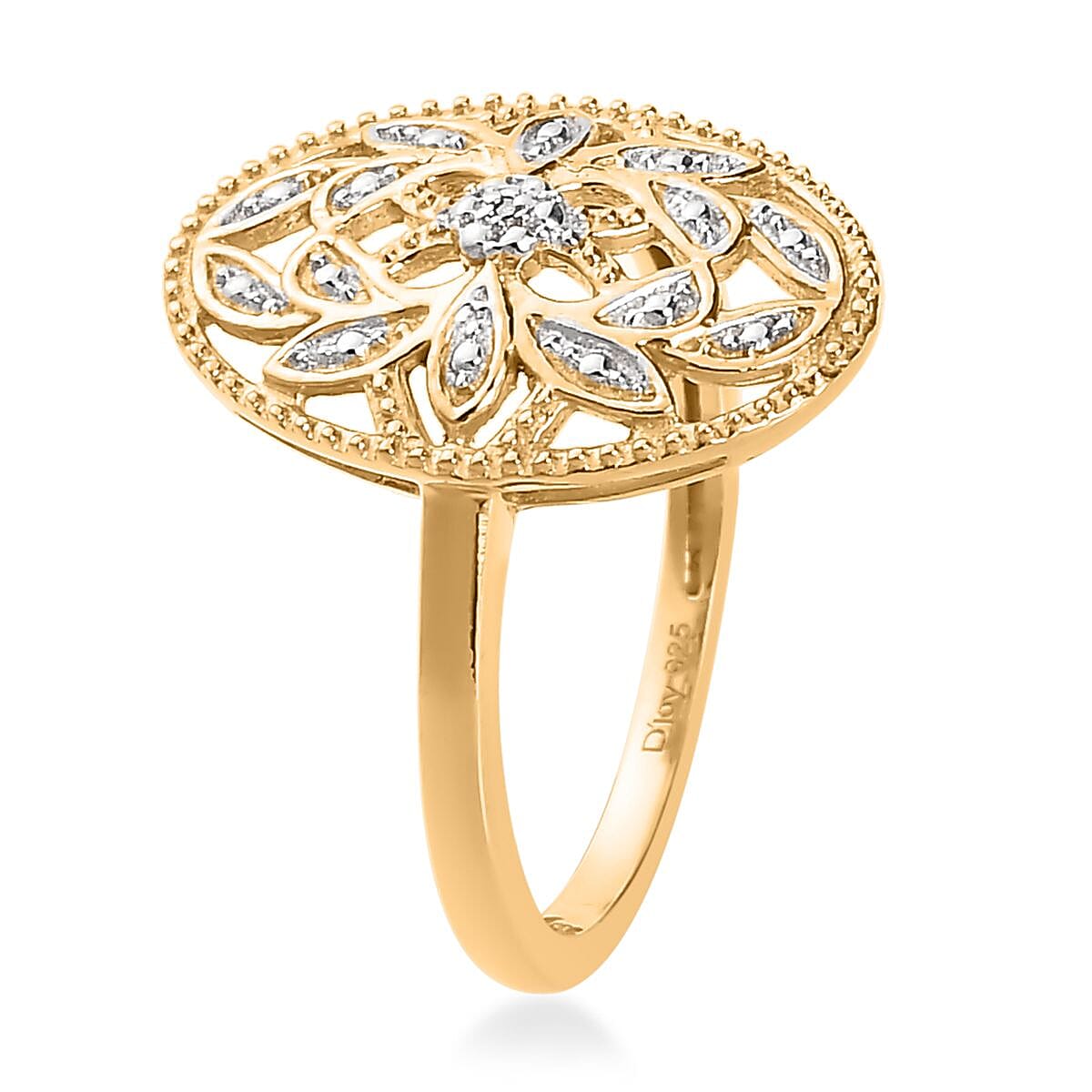 White Diamond Accent Ring in 14K Yellow Gold Over Sterling Silver (Size 8.0) image number 3