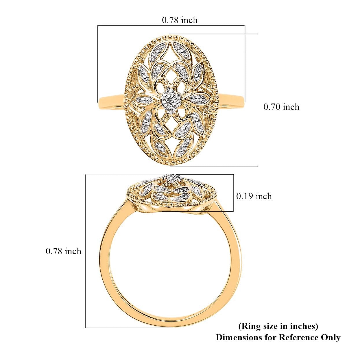 White Diamond Accent Ring in 14K Yellow Gold Over Sterling Silver (Size 8.0) image number 5