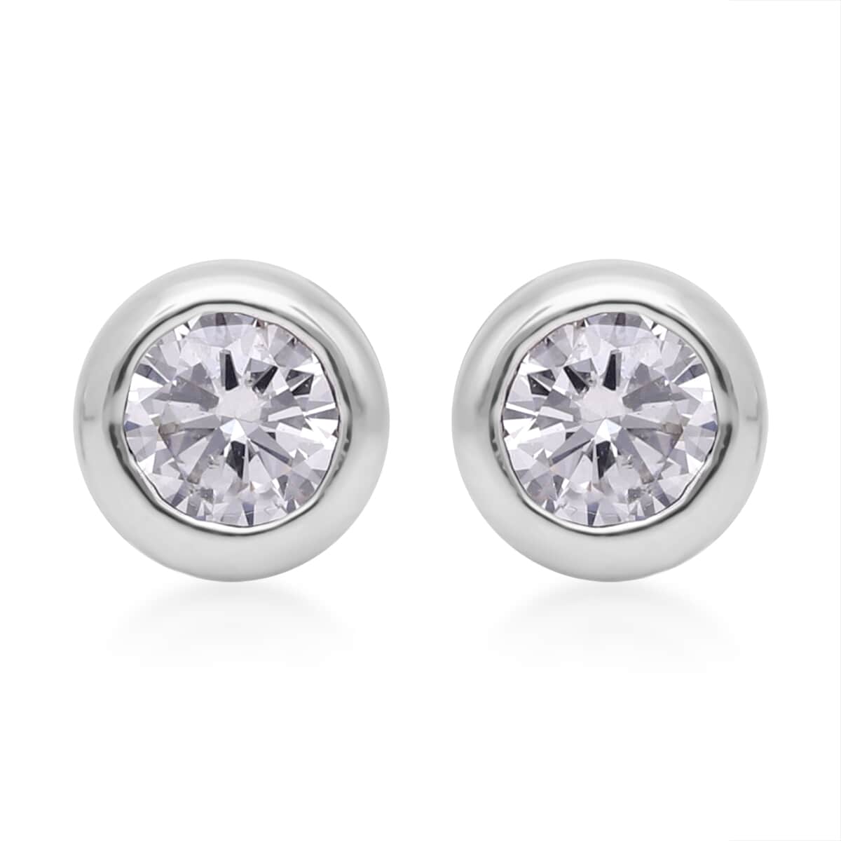 Luxoro 10K White Gold Luxuriant Lab Grown Diamond G-H SI Solitaire Stud Earrings 0.50 ctw   image number 0