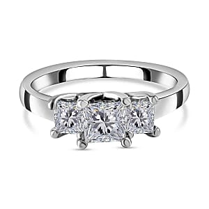 Mosinite 1.43 ctw Ring in Rhodium Over Sterling Silver (Size 11.5)