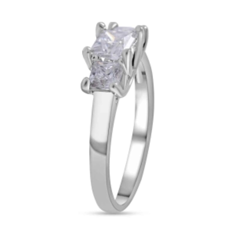Mosinite 1.43 ctw Ring in Rhodium Over Sterling Silver (Size 11.5)