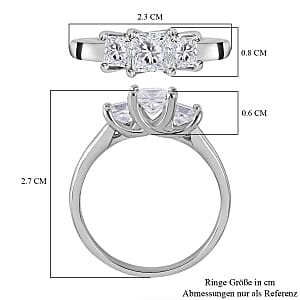 Mosinite 1.43 ctw Ring in Rhodium Over Sterling Silver (Size 11.5)
