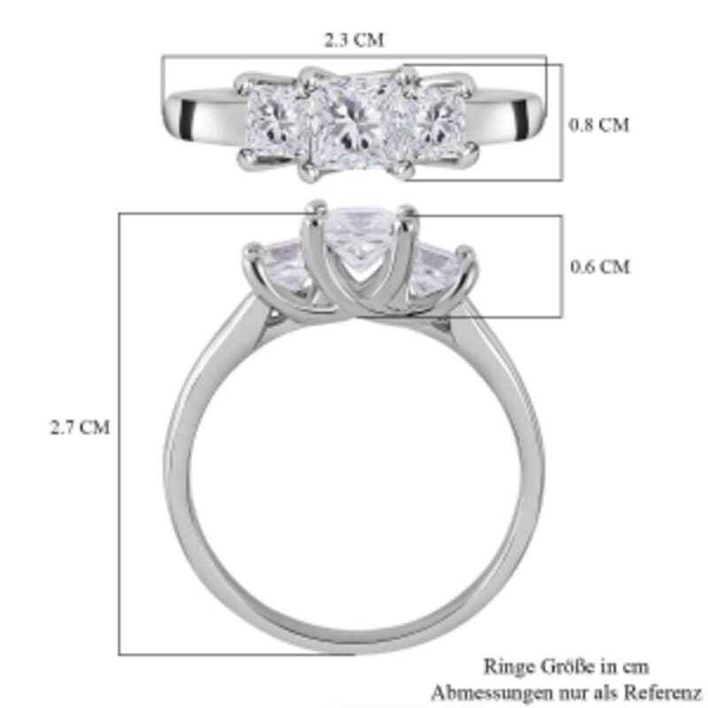 Mosinite 1.43 ctw Ring in Rhodium Over Sterling Silver (Size 11.5)