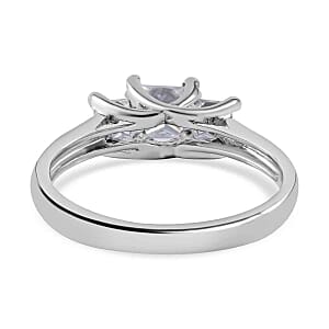 Mosinite 1.43 ctw Ring in Rhodium Over Sterling Silver (Size 11.5)