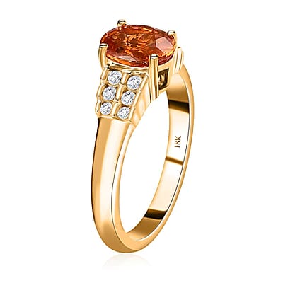 Iliana 18K Yellow Gold AAAA Nigerian Spessartite Garnet and G-H SI Diamond Ring (Size 7.0) 4.60 Grams 1.90 ctw