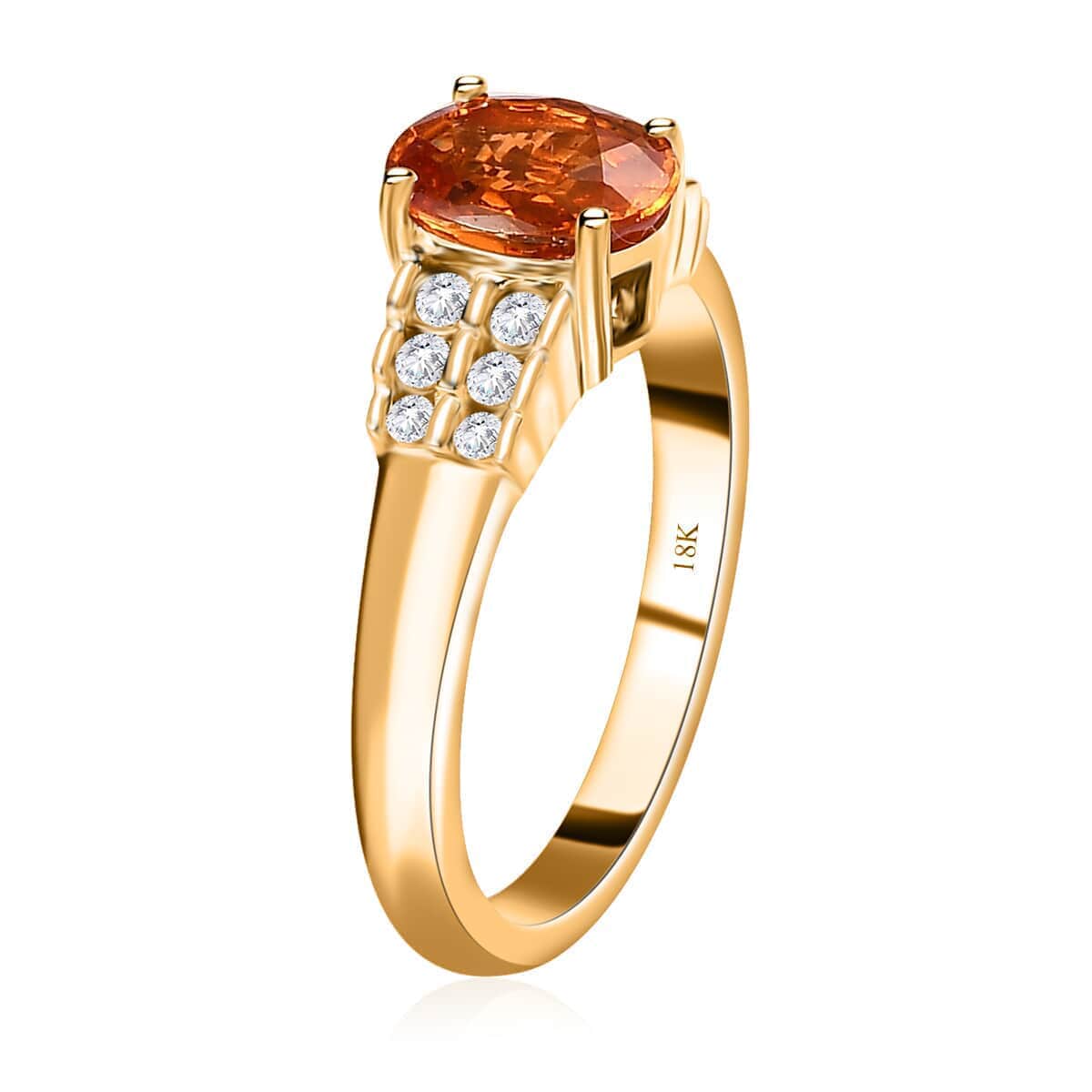 Iliana 18K Yellow Gold AAAA Nigerian Spessartite Garnet and G-H SI Diamond Ring (Size 8.0) 4.60 Grams 1.90 ctw image number 3