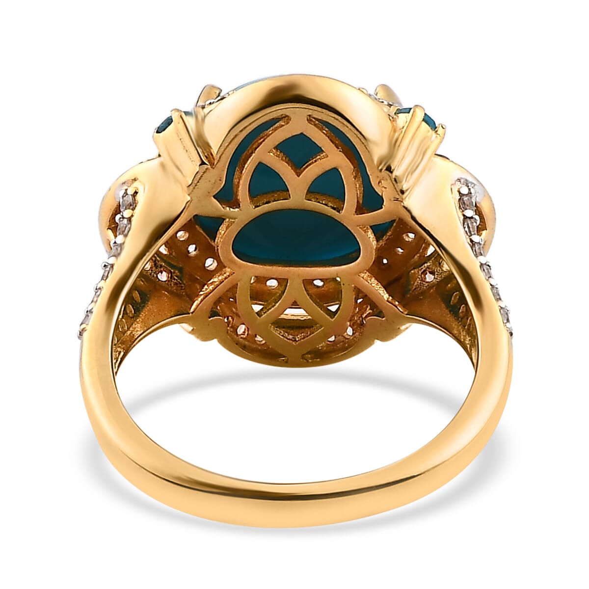 Premium Sleeping Beauty Turquoise and Multi Gemstone Ring in Vermeil Yellow Gold Over Sterling Silver 6.35 ctw (Del. in 7-10 Days) image number 4