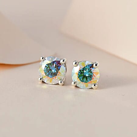 Dichroic Mist Moissanite / Platinum Overlay / 925 Silver - Product card gallery slide 2 (10177204486457)