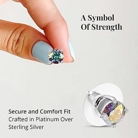 Dichroic Mist Moissanite / Platinum Overlay / 925 Silver - Product card gallery slide 4 (10177204486457)