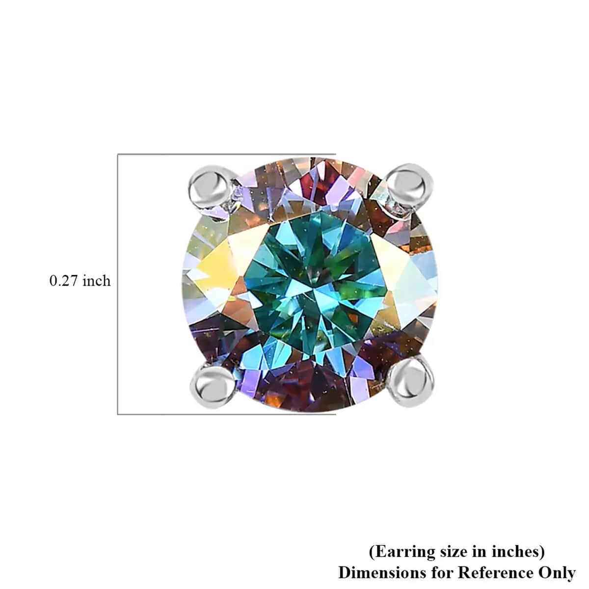 Dichroic Mist Moissanite Stud Earrings in Platinum Over Sterling Silver 1.90 ctw image number 6