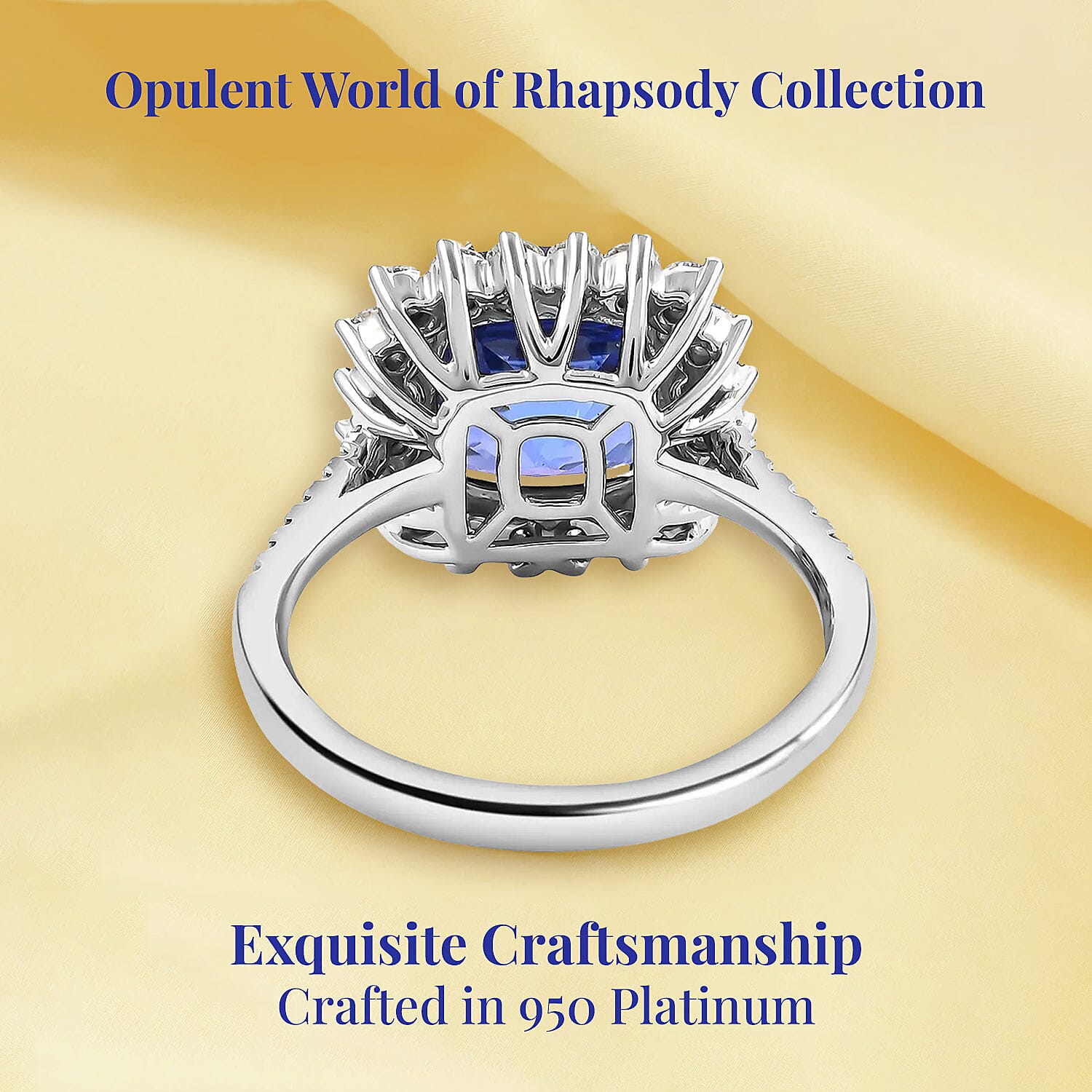 Certified & Appraised Rhapsody 950 Platinum AAAA Tanzanite and E-F VS Diamond Sunburst Ring (Size 10.0) 6 Grams 4.50 ctw
