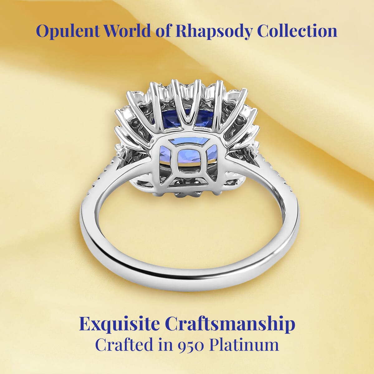 Certified & Appraised Rhapsody 950 Platinum AAAA Tanzanite and E-F VS Diamond Sunburst Ring 6 Grams 4.50 ctw image number 3
