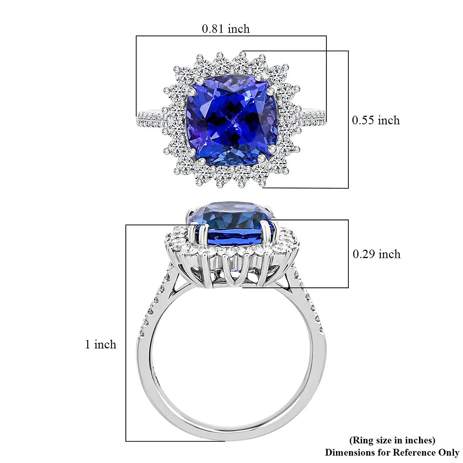 Certified & Appraised Rhapsody 950 Platinum AAAA Tanzanite and E-F VS Diamond Sunburst Ring (Size 10.0) 6 Grams 4.50 ctw