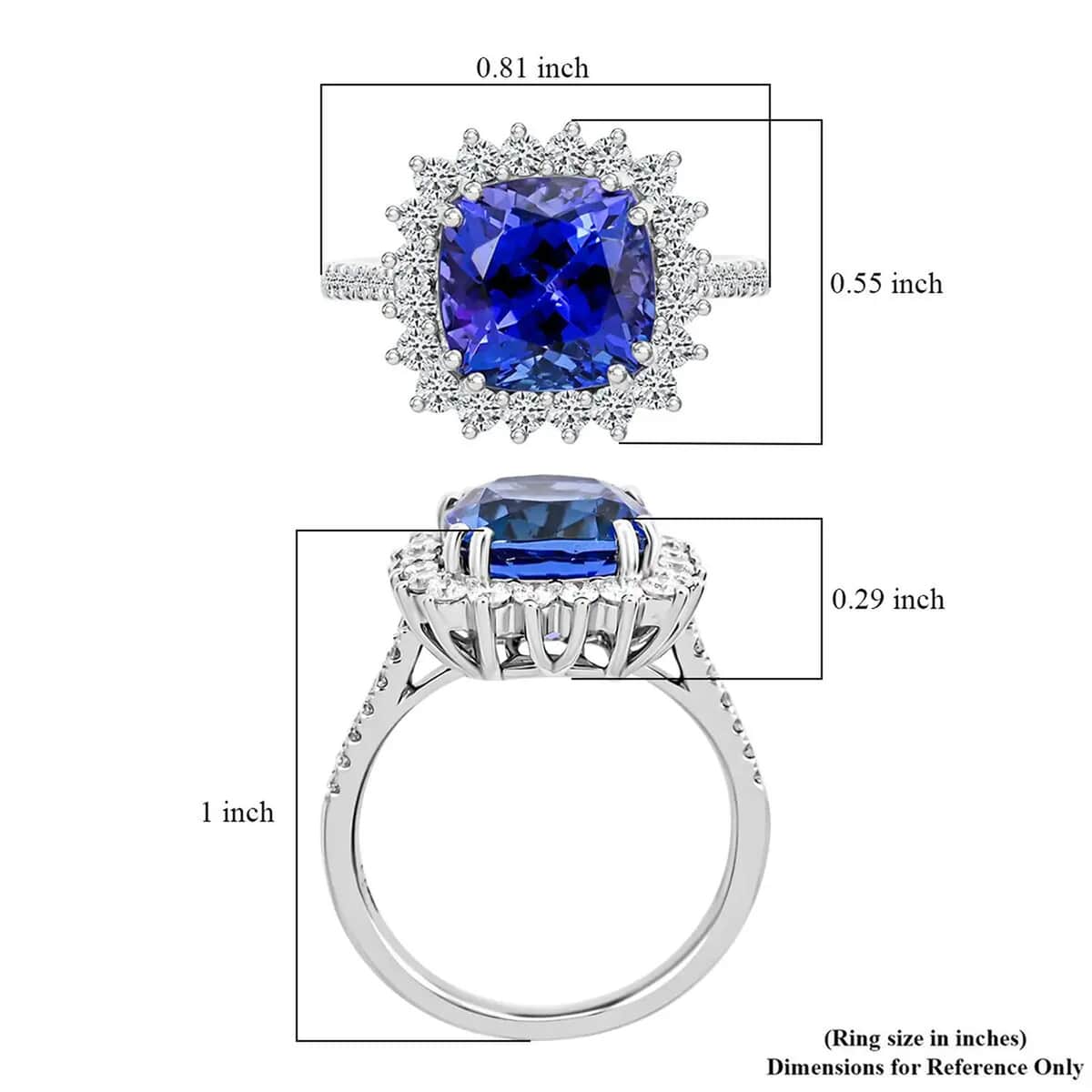 Certified & Appraised Rhapsody 950 Platinum AAAA Tanzanite and E-F VS Diamond Sunburst Ring (Size 6.0) 6 Grams 4.50 ctw image number 5