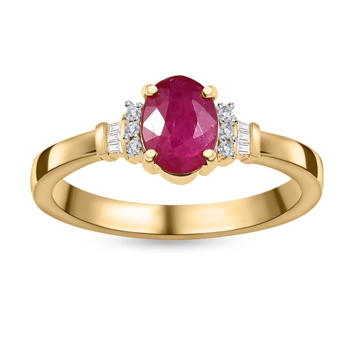 Luxoro 10K Yellow Gold Premium Mozambique Ruby and G-H I3 Diamond Ring (Size 10.0) 1.65 ctw image number 0