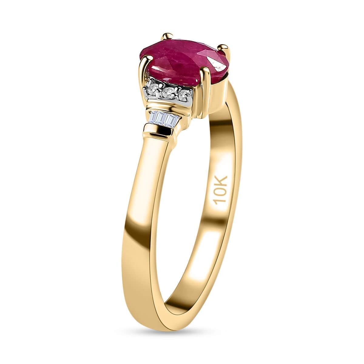 Luxoro 10K Yellow Gold Premium Mozambique Ruby and G-H I3 Diamond Ring (Size 10.0) 1.65 ctw image number 3