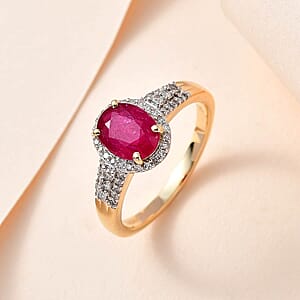 Luxoro 14K Yellow Gold Premium Montepuez Ruby and G-H I3 Diamond Ring (Size 10.0) 4.15 Grams 2.85 ctw