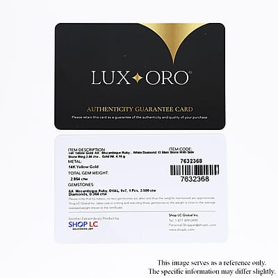 Luxoro 14K Yellow Gold Premium Montepuez Ruby and G-H I3 Diamond Ring (Size 10.0) 4.15 Grams 2.85 ctw