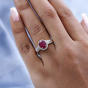 Luxoro 14K Yellow Gold AAA Montepuez Ruby and G-H I3 Diamond Ring (Size 6.0) 4.15 Grams 2.85 ctw