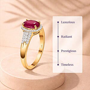 Luxoro 14K Yellow Gold AAA Montepuez Ruby and G-H I3 Diamond Ring (Size 6.0) 4.15 Grams 2.85 ctw