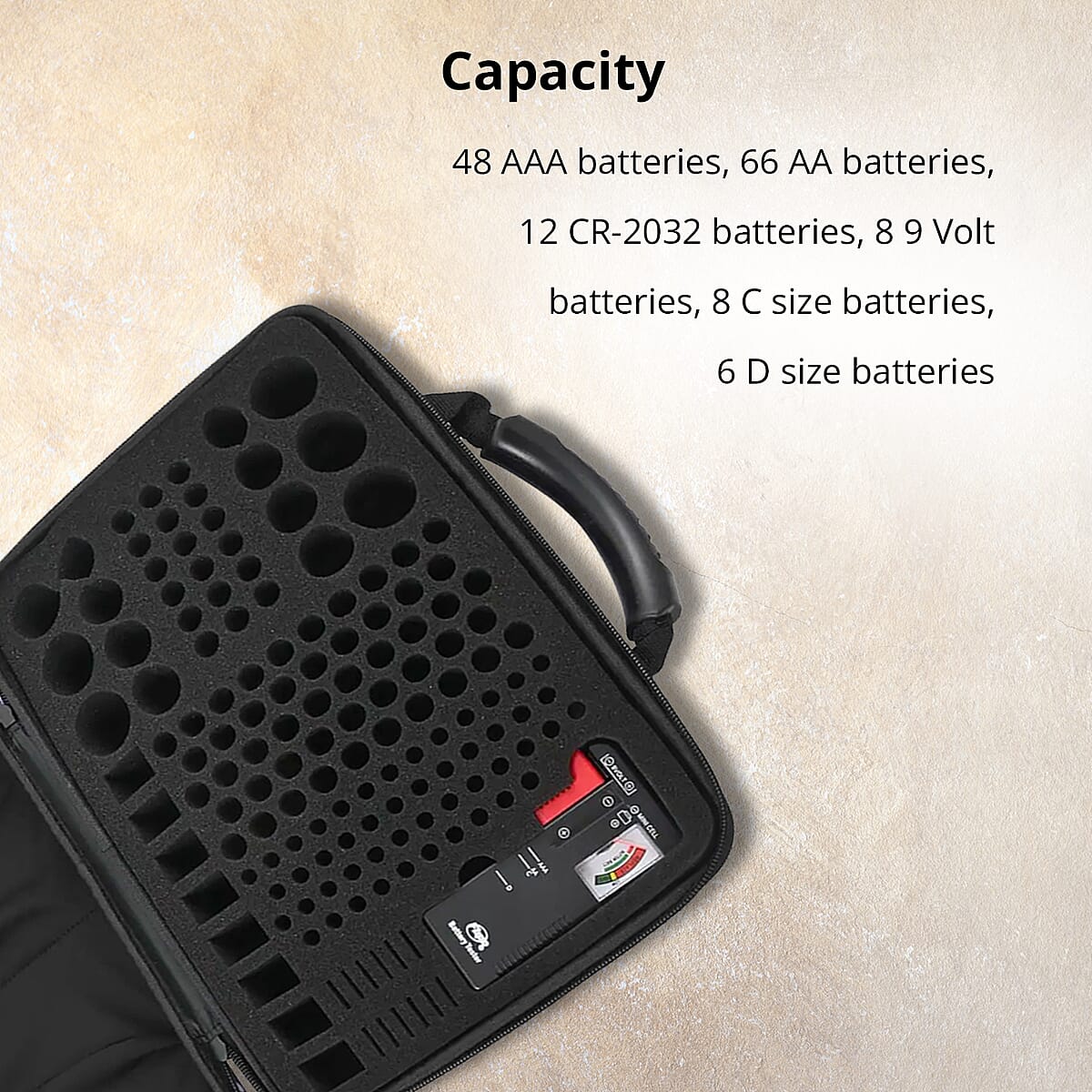 Flipo Battery Storage Case with Universal Battery Tester -Leopard (Holds Up to 148 Batteries) image number 4