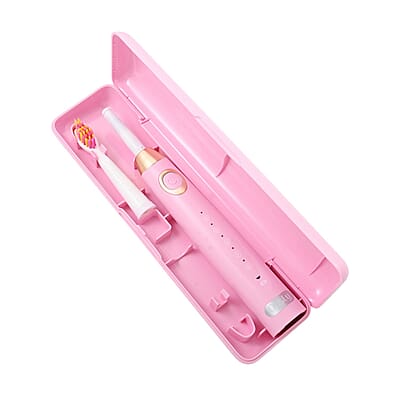 Closeout Dnsly Set of 2 Black & Pink Sonic Electric Toothbrushes with Travel Cases