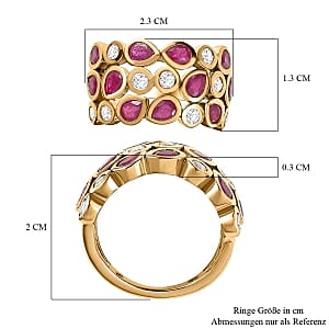 African Ruby and White Zircon 3.15 ctw Cluster Ring in Vermeil Yellow Gold Over Sterling Silver (Size 9)