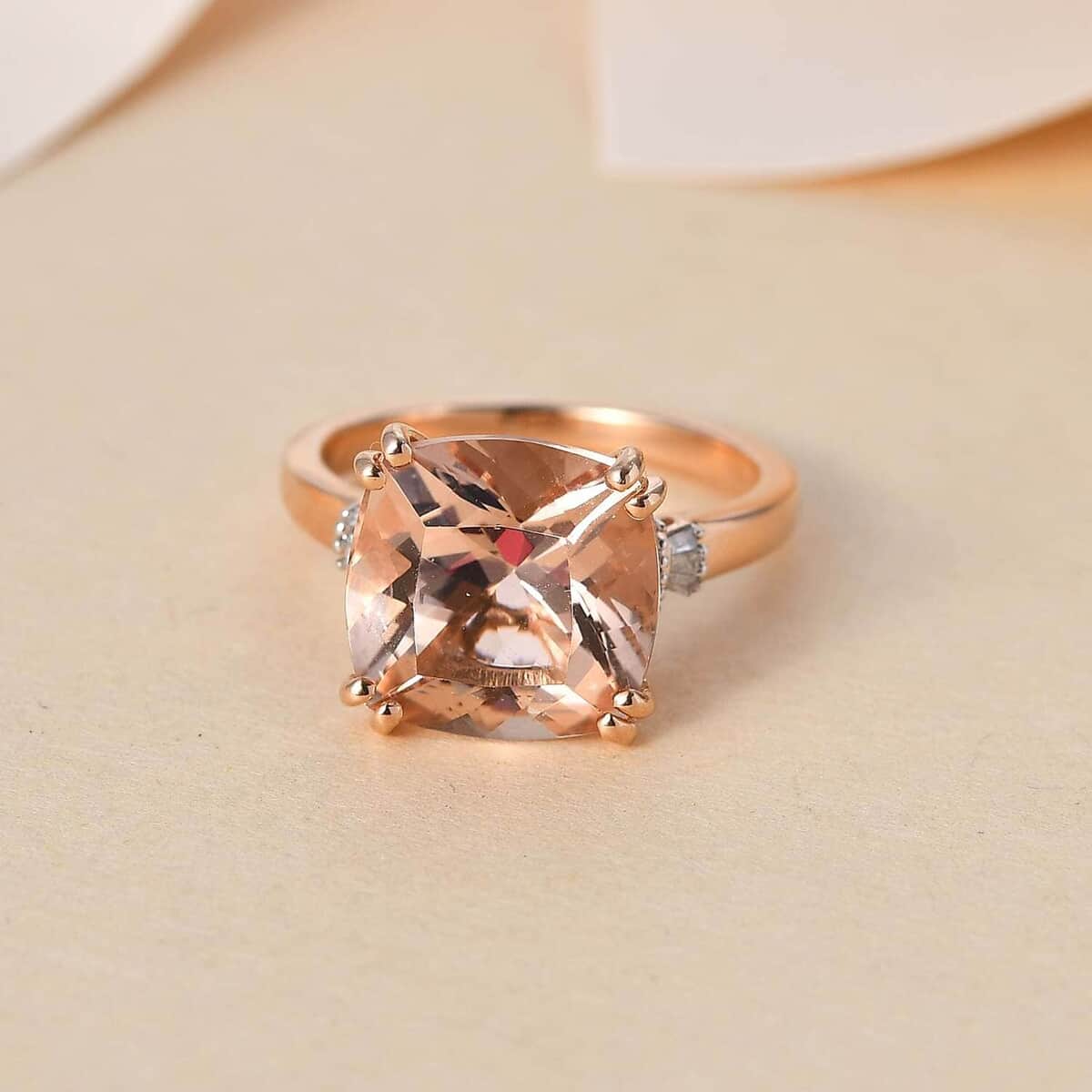 One Time Only Luxoro 14K Rose Gold AAA Marropino Morganite, Diamond (G-H, I2) Ring (Size 6.0) 6.75 ctw image number 1