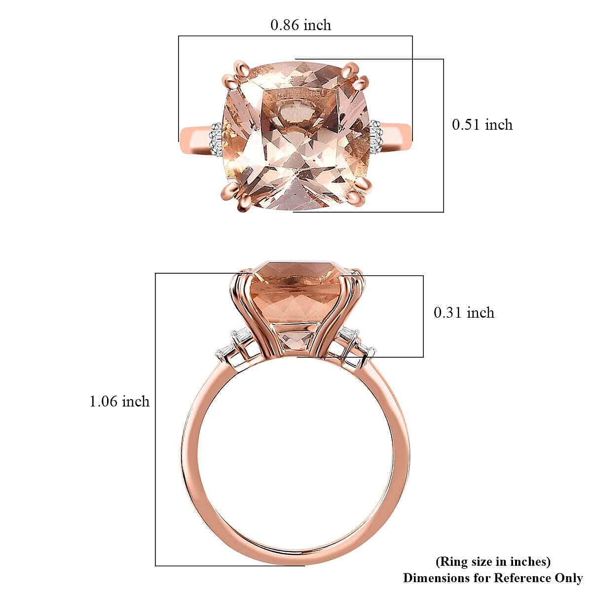 Luxoro AAA Marropino Morganite and G-H I2 Diamond 6.75 ctw Ring in  14K Rose Gold (Size 6.0)