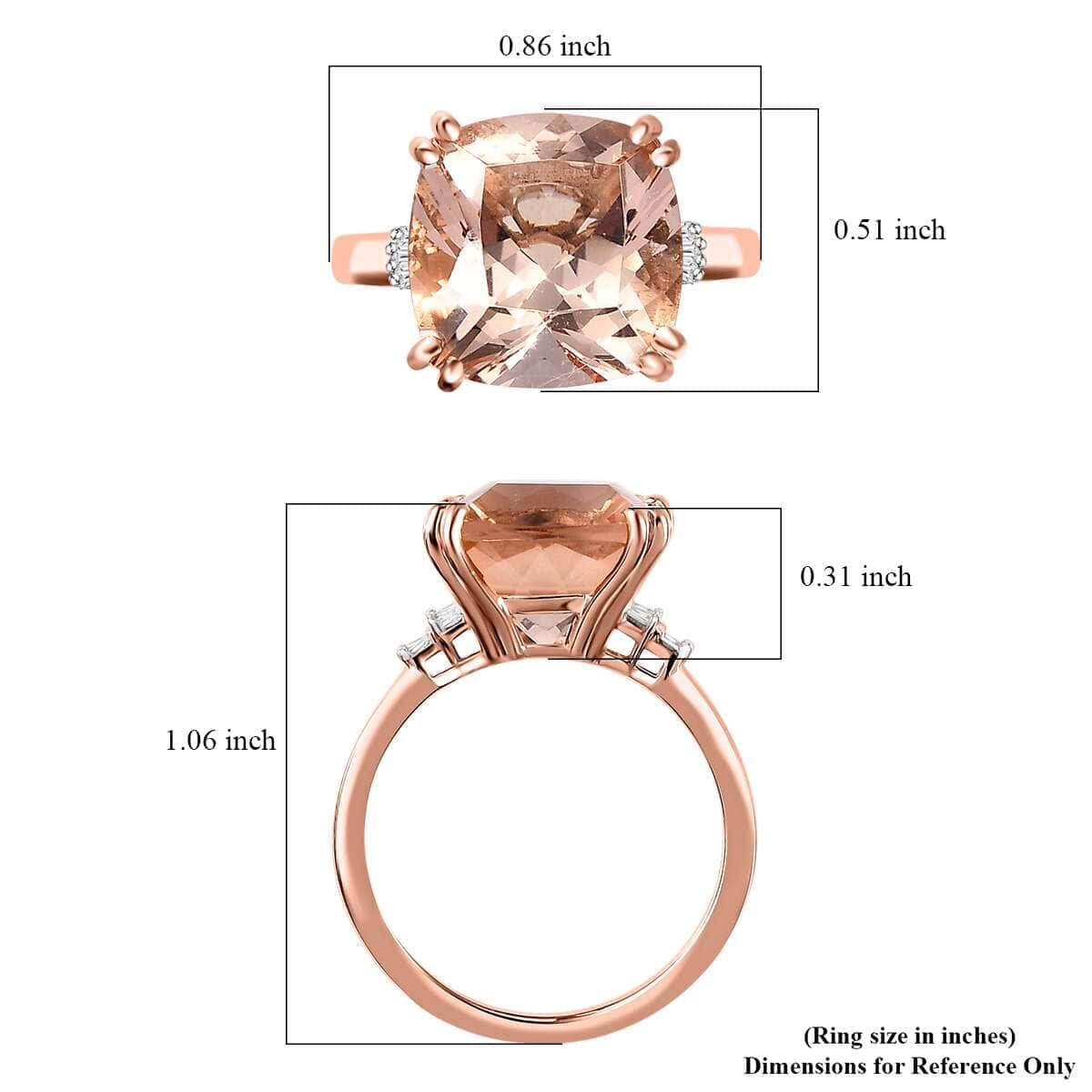 One Time Only Luxoro 14K Rose Gold AAA Marropino Morganite, Diamond (G-H, I2) Ring (Size 6.0) 6.75 ctw image number 5