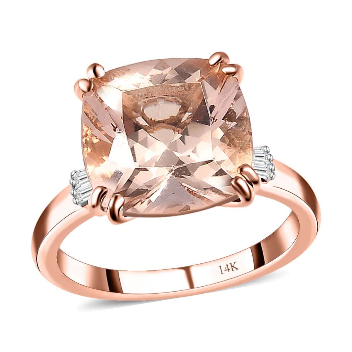 Luxoro AAA Marropino Morganite and G-H I2 Diamond 6.75 ctw Ring in  14K Rose Gold (Size 7.0) image number 0