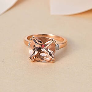 Luxoro AAA Marropino Morganite and G-H I2 Diamond 6.75 ctw Ring in  14K Rose Gold (Size 9.0)