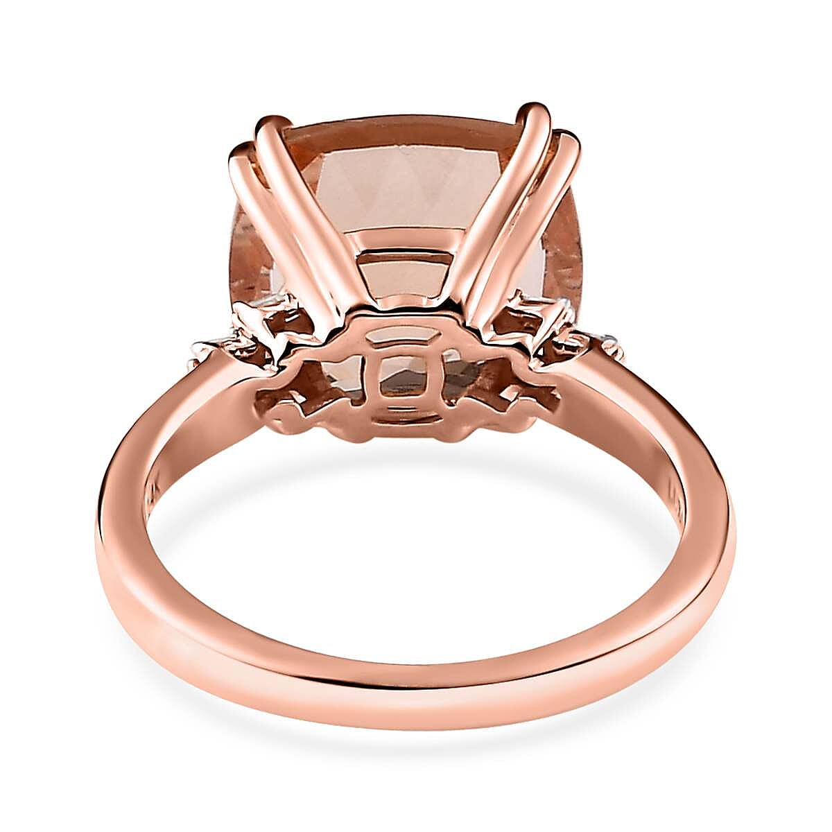 Luxoro AAA Marropino Morganite and G-H I2 Diamond 6.75 ctw Ring in  14K Rose Gold (Size 9.0) image number 4