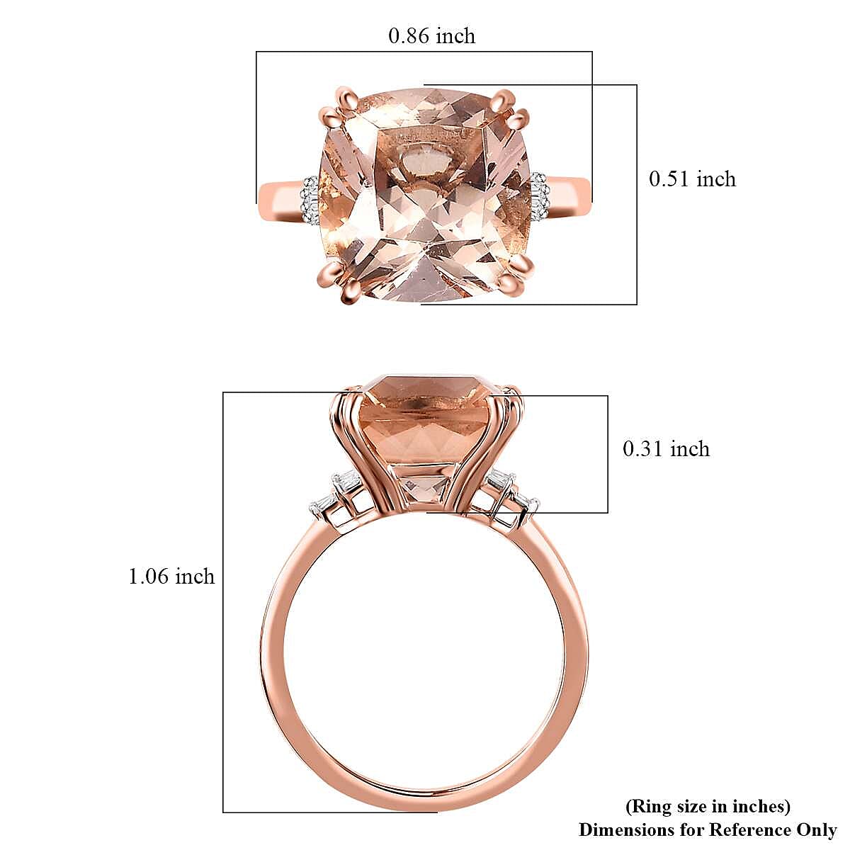 Luxoro AAA Marropino Morganite and G-H I2 Diamond 6.75 ctw Ring in  14K Rose Gold (Size 9.0) image number 5