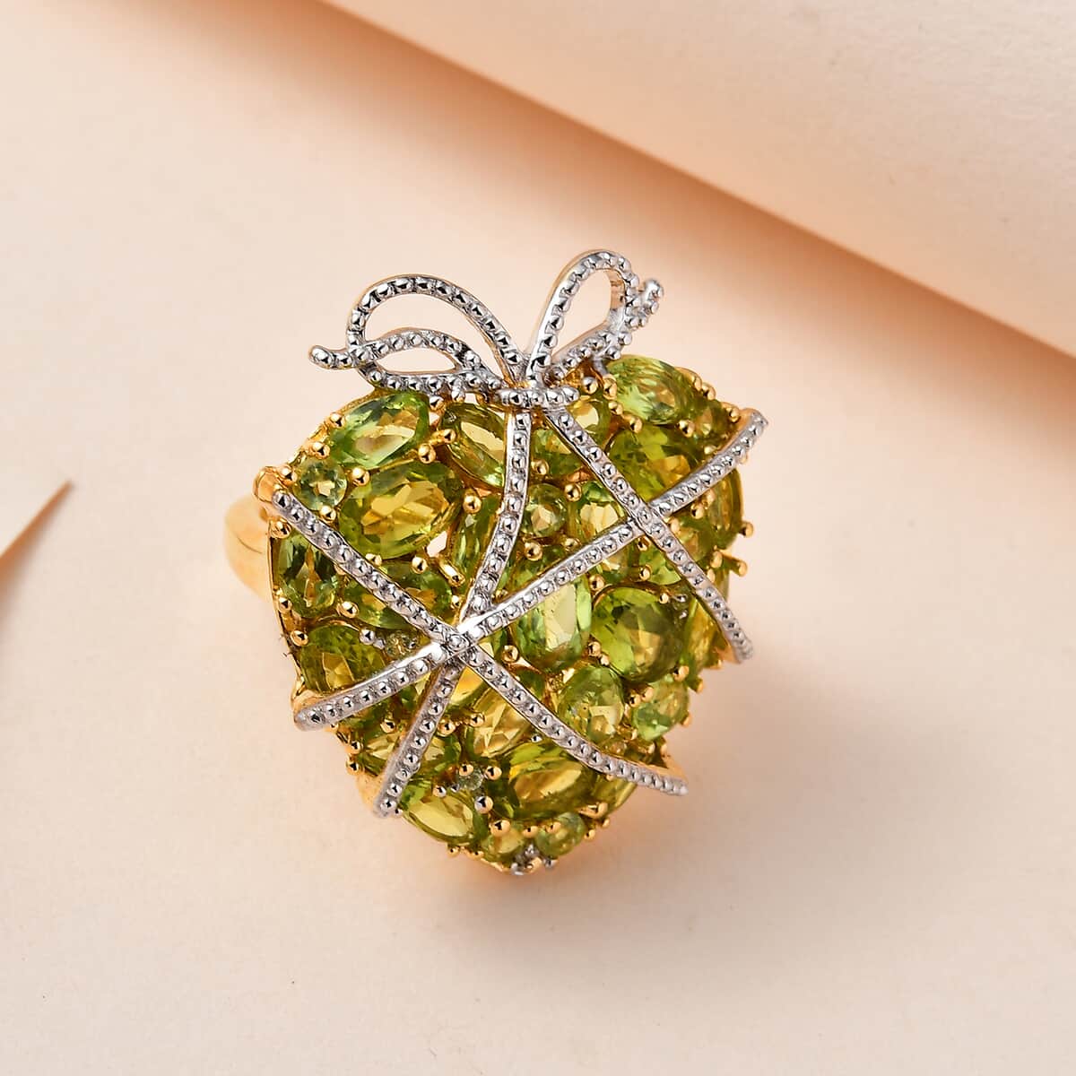 GP Amore Collection Premium Peridot Ring in Vermeil Yellow Gold Over Sterling Silver (Size 5.0) 7.75 ctw image number 1