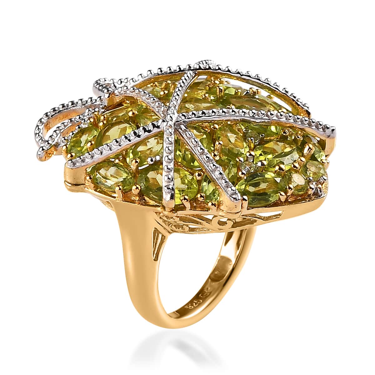 GP Amore Collection Premium Peridot Ring in Vermeil Yellow Gold Over Sterling Silver (Size 5.0) 7.75 ctw image number 3