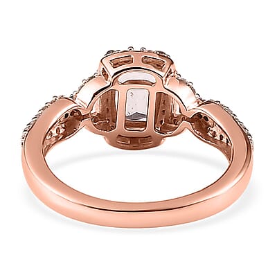 Premium Marropino Morganite and White Zircon Halo Ring in Vermeil Rose Gold Over Sterling Silver (Size 10.0) 1.85 ctw