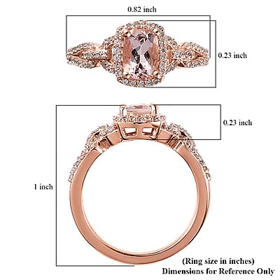 Premium Marropino Morganite and White Zircon Halo Ring in Vermeil Rose Gold Over Sterling Silver (Size 10.0) 1.85 ctw